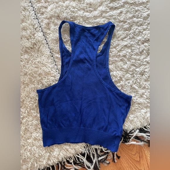 American apparel blue knit racer back crop top size medium - Picture 3 of 3